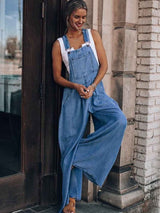 Loose Denim Pocket Jumpsuit